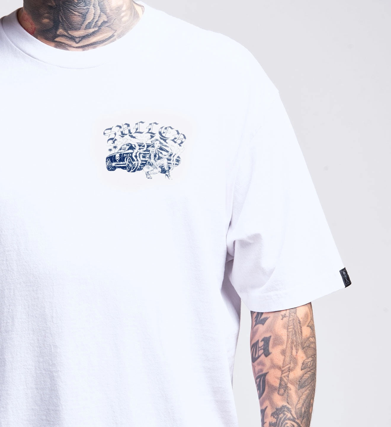 SULLEN CLOTHING SMOKE SHOW WHITE  '1 TON' OVERSIZED HEAVYWEIGHT PREMIUM T-SHIRT