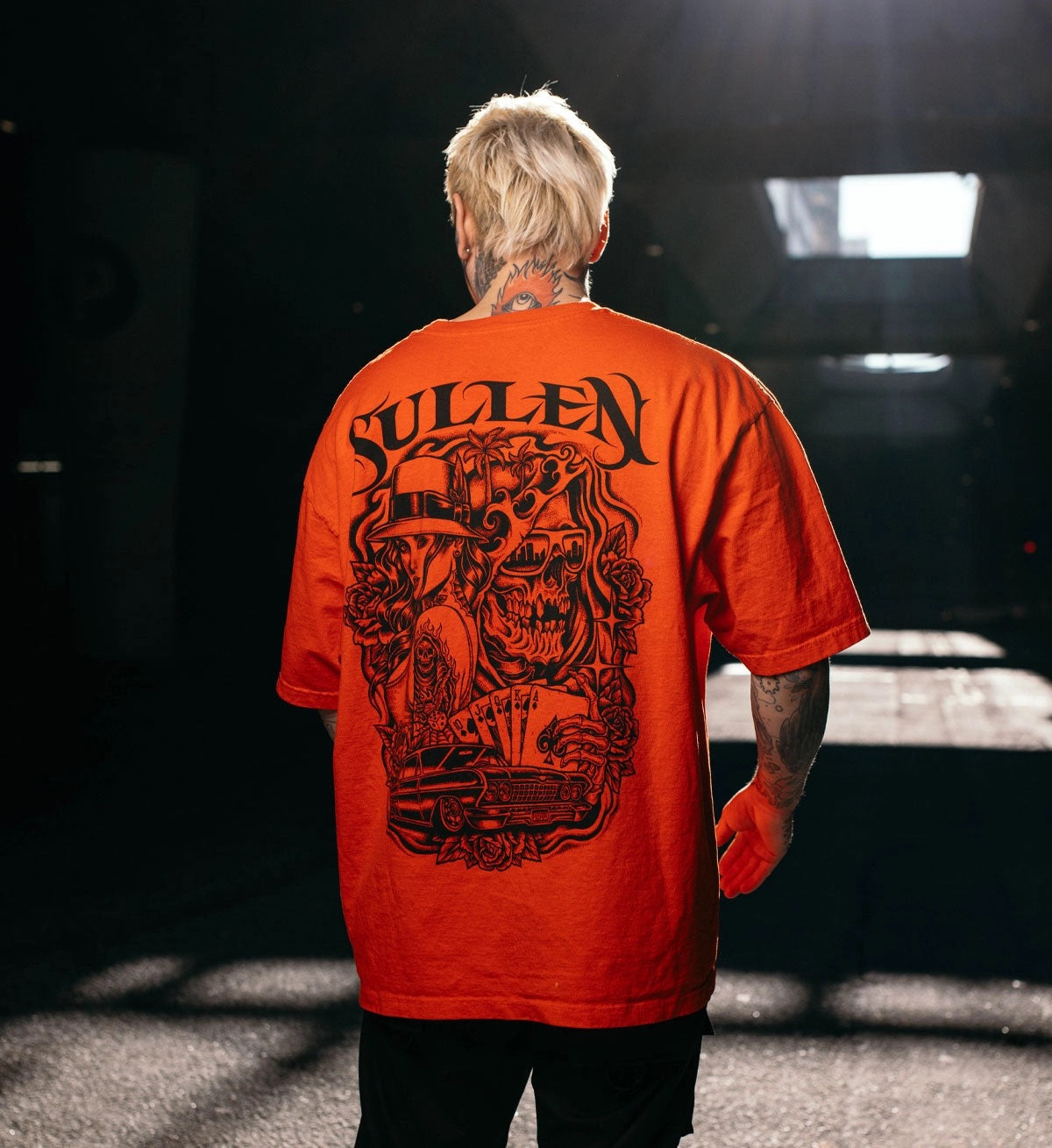 SULLEN CLOTHING OLD SCHOOL HIGH RISK RED  "1 TON" RED OVERSIZED PREMIUM HEAVYWEIGHT T-SHIRT