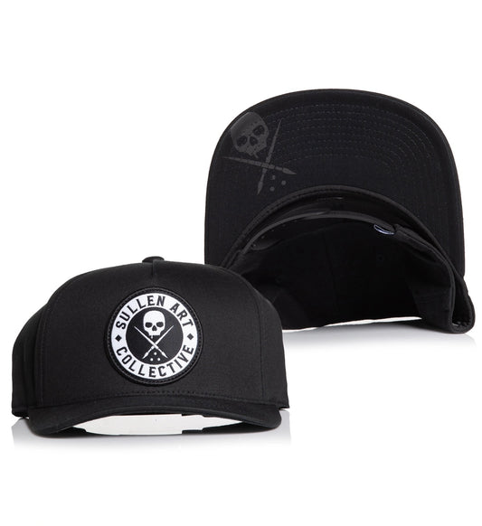 SULLEN CLOTHING BOH LOGO BLACK & WHITE CURVED SNAPBACK CAP HAT