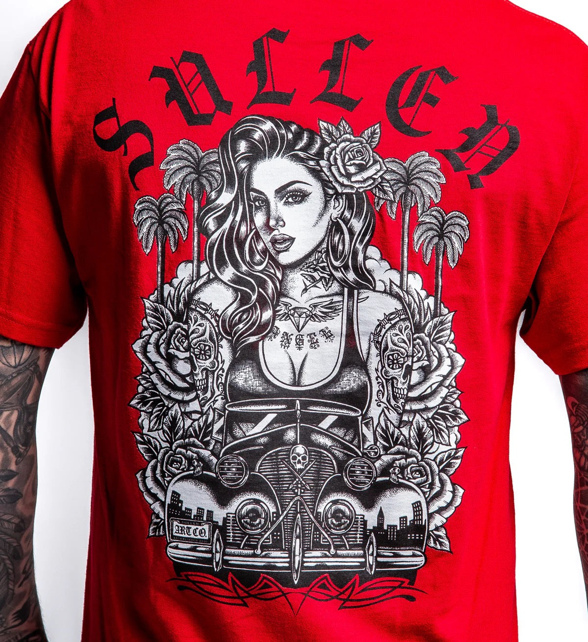 SULLEN CLOTHING RIDE LOW  STANDARD RED T-SHIRT