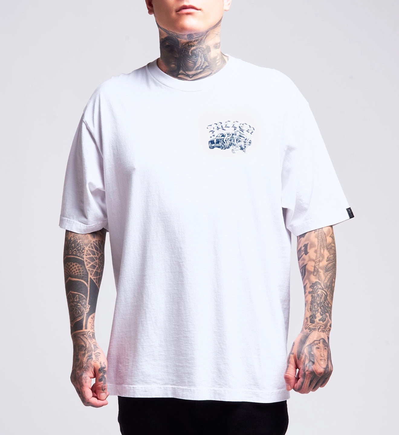 SULLEN CLOTHING SMOKE SHOW WHITE  '1 TON' OVERSIZED HEAVYWEIGHT PREMIUM T-SHIRT