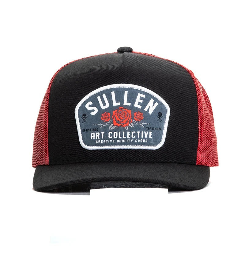 SULLEN CLOTHING LA ROSA BLACK & RED SNAPBACK TRUCKER CAP