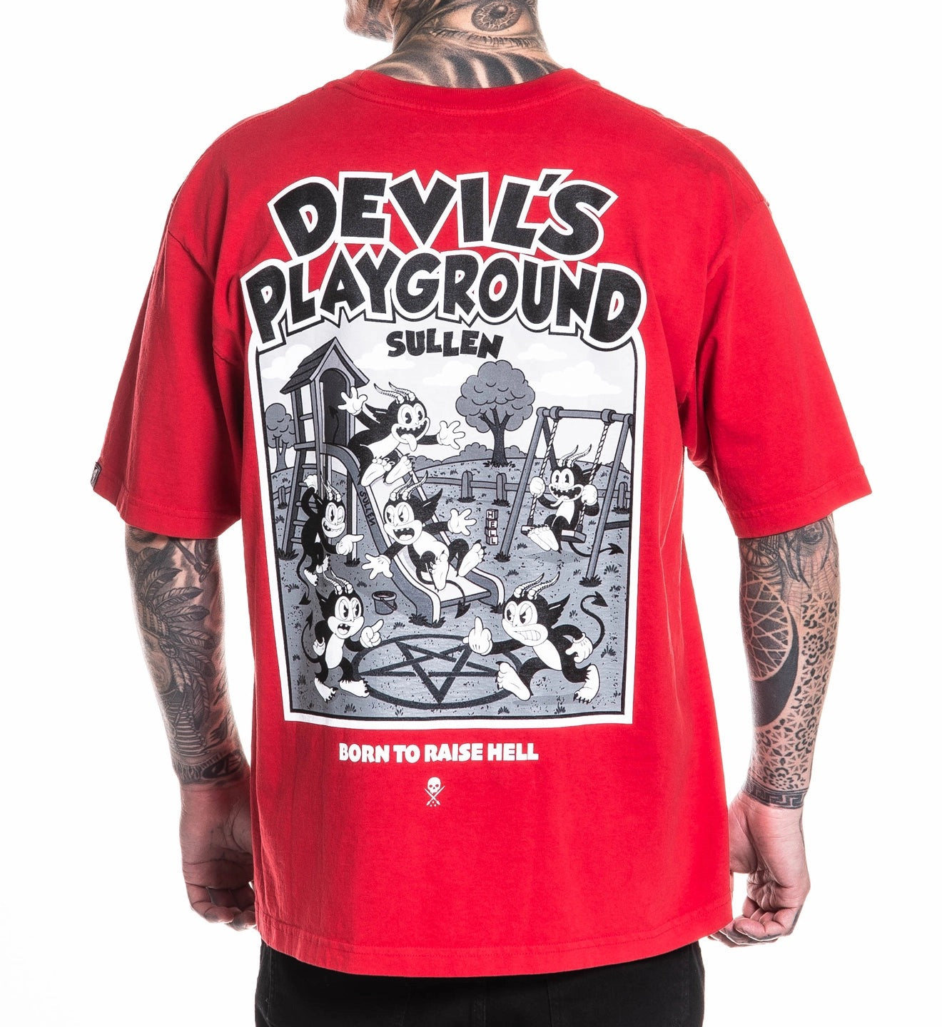 SULLEN CLOTHING DEVIL'S PLAYGROUND '1 TON' RED OVERSIZED PREMIUM HEAVYWEIGHT T-SHIRT