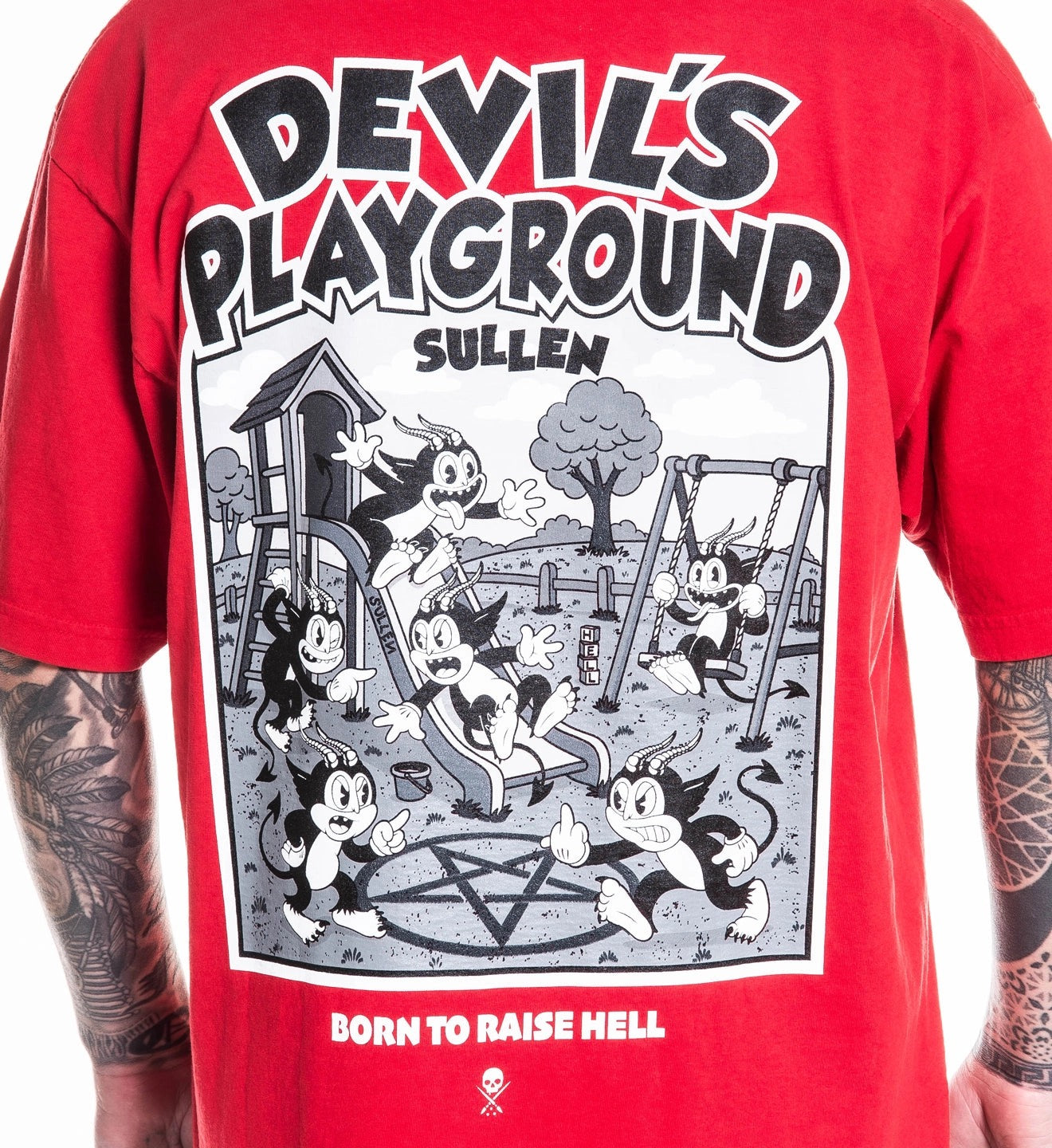SULLEN CLOTHING DEVIL'S PLAYGROUND '1 TON' RED OVERSIZED PREMIUM HEAVYWEIGHT T-SHIRT
