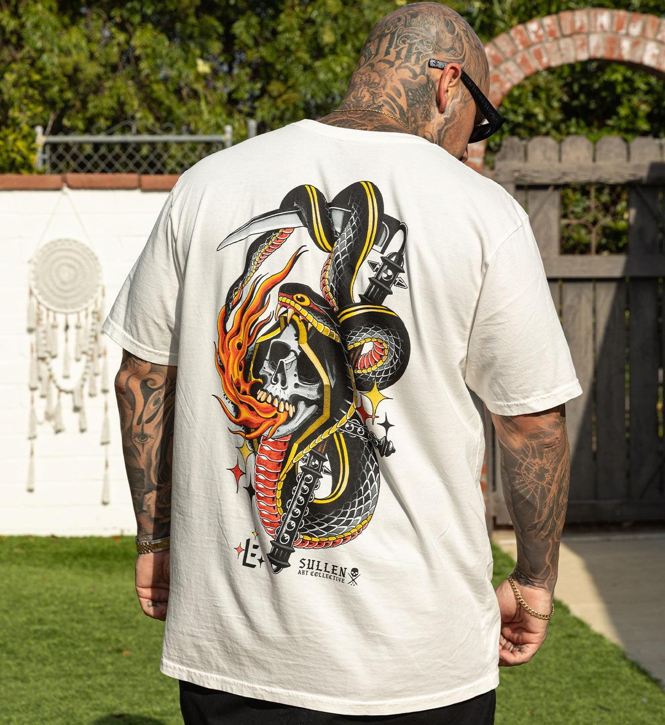 SULLEN CLOTHING SINNERS & SNAKES ANTIQUE WHITE PREMIUM T-SHIRT