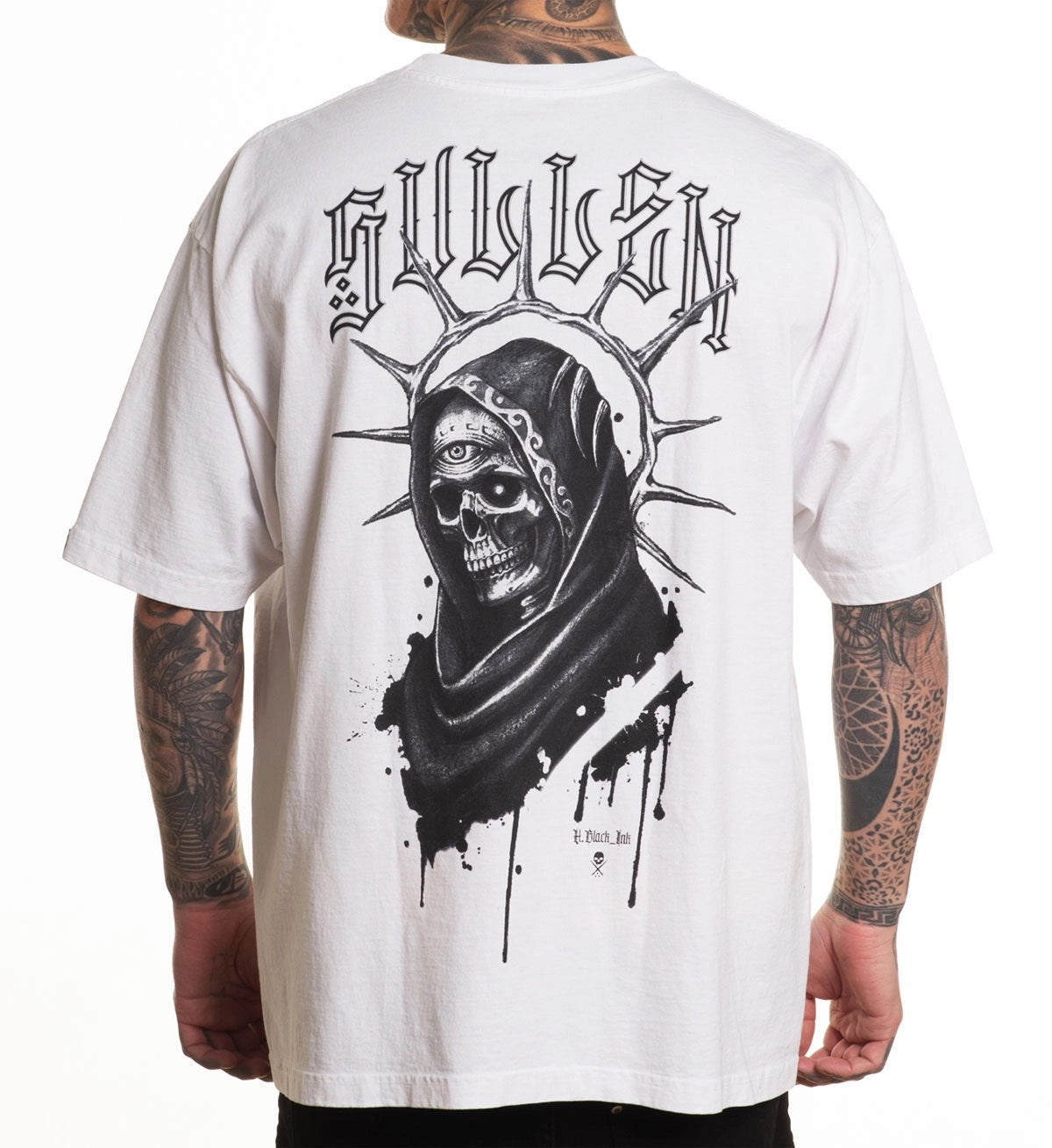 SULLEN CLOTHING H.BLACK INK "1 TON" OVERSIZED PREMIUM HEAVYWEIGHT WHITE T-SHIRT