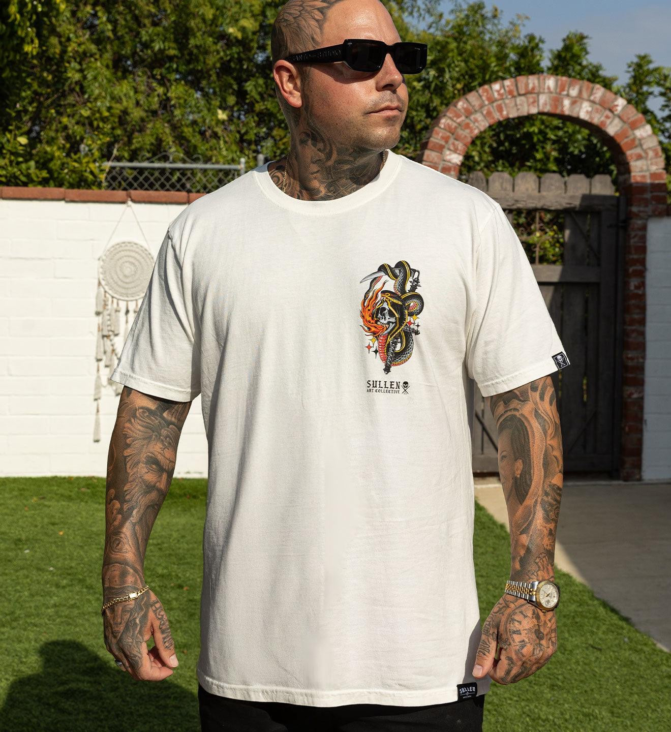SULLEN CLOTHING SINNERS & SNAKES ANTIQUE WHITE PREMIUM T-SHIRT