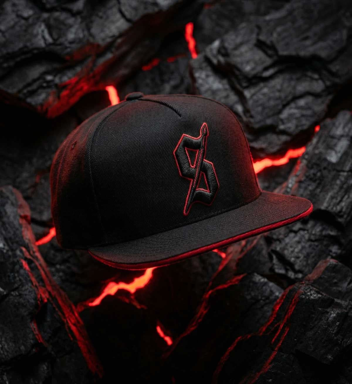 SULLEN CLOTHING STRIKE BLACK & RED SNAPBACK CAP HAT