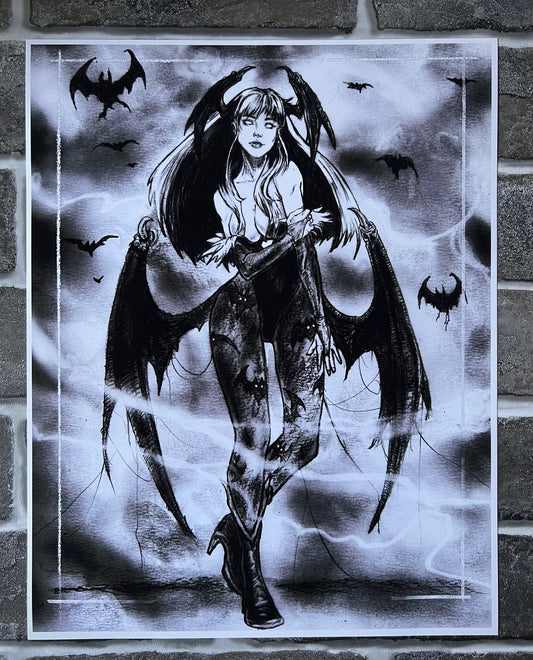 Morrigan Darkstalkers Tribute -Fine Art Print 11x14 - ANDY SCIAZKO ART