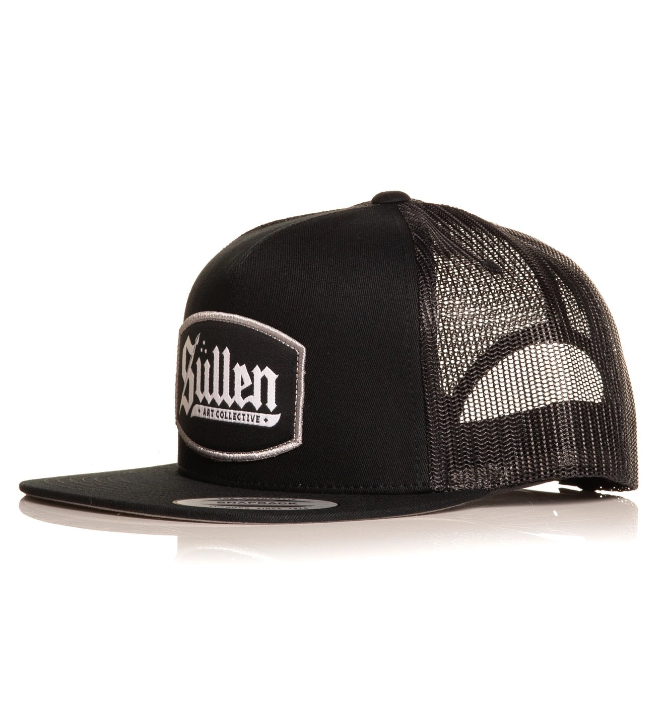 SULLEN CLOTHING CONTOUR BLACK & GREY TRUCKER SNAPBACK CAP HAT