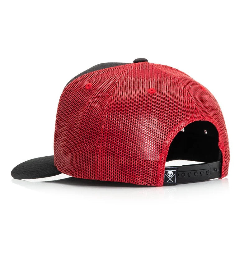 SULLEN CLOTHING LA ROSA BLACK & RED SNAPBACK TRUCKER CAP