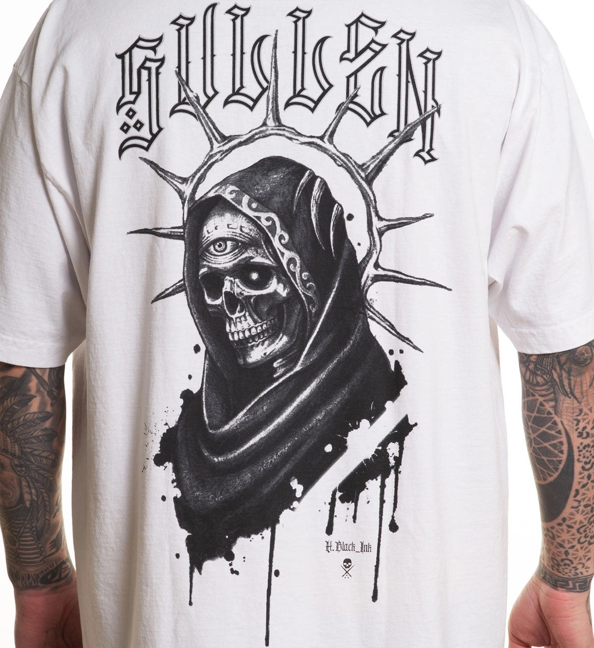 SULLEN CLOTHING H.BLACK INK "1 TON" OVERSIZED PREMIUM HEAVYWEIGHT WHITE T-SHIRT