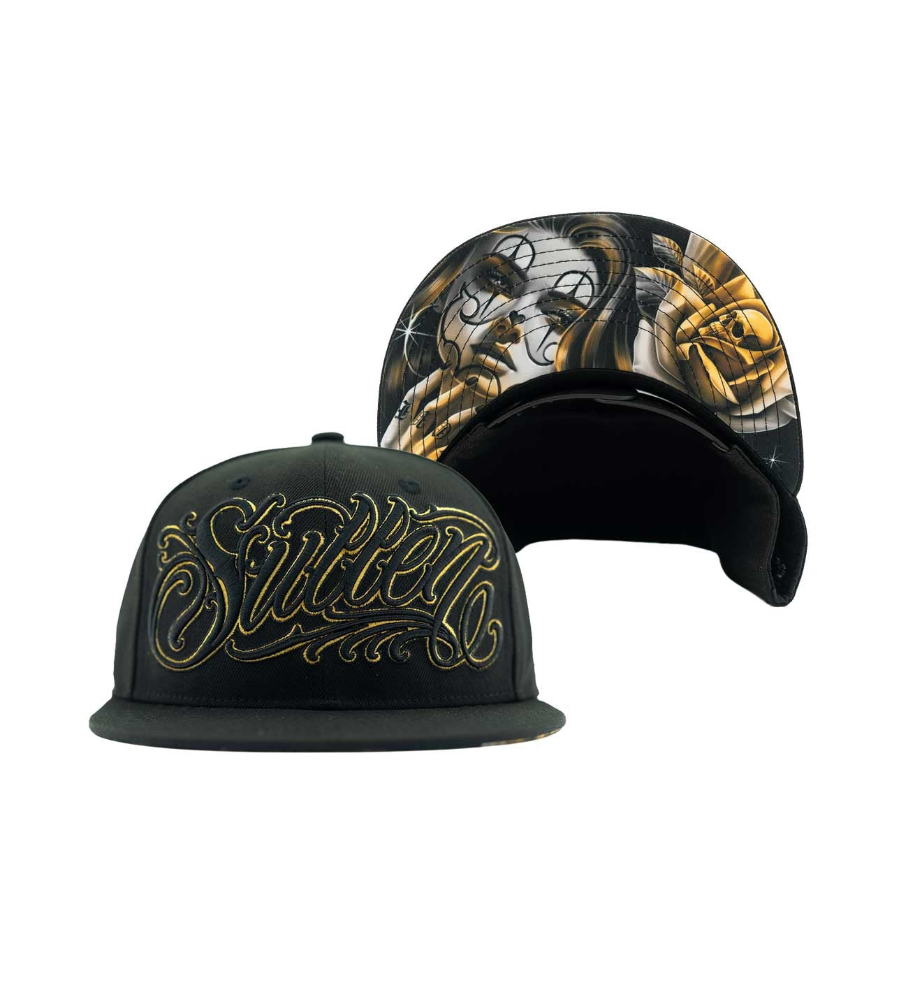 SULLEN CLOTHING GOLD GAZE BLACK SNAPBACK CAP