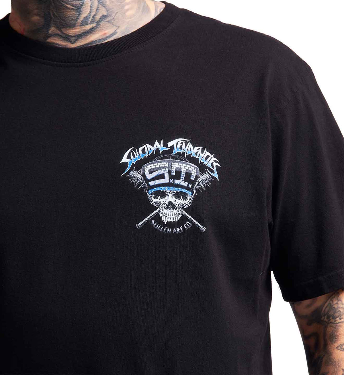 SULLEN CLOTHING X SUICIDAL TENDENCIES CYCO BADGE JET BLACK PREMIUM T-SHIRT