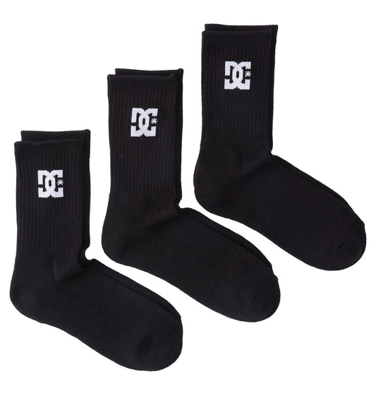 DC SHOES BLACK CREW SOCKS 3 PAIR PACK (UK 7-10)