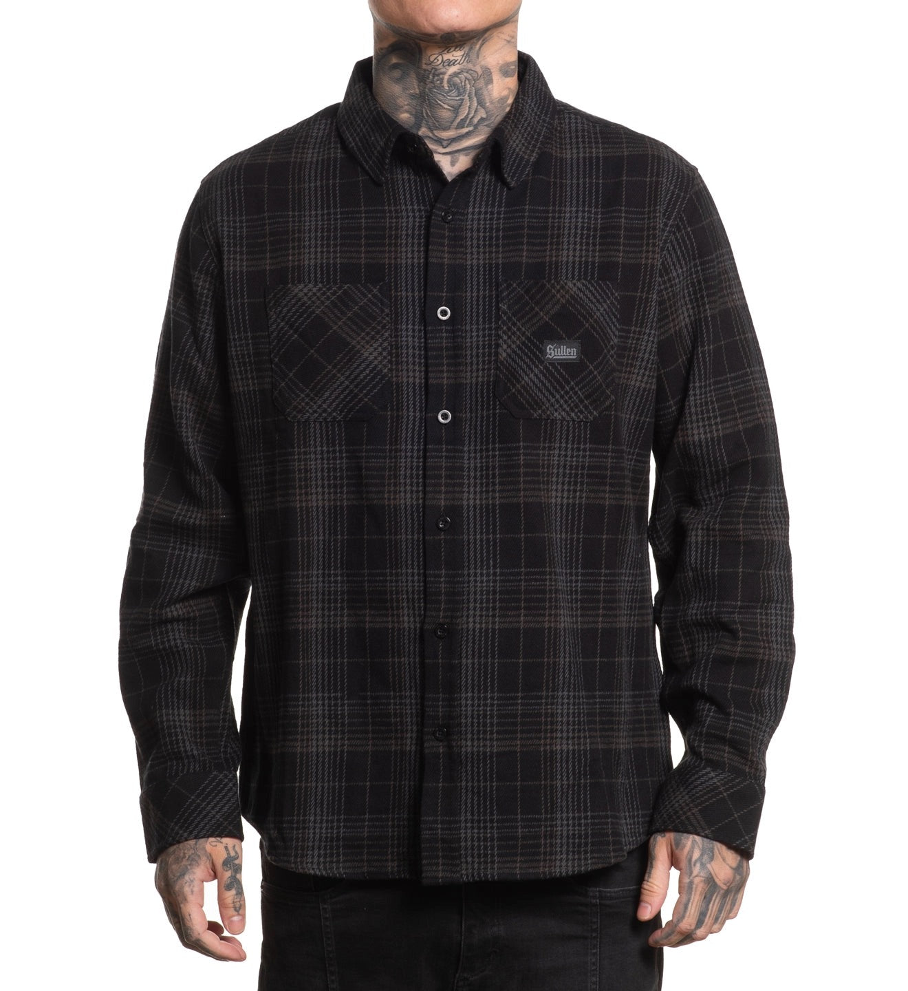 SULLEN CLOTHING EAST LOS BLACK & GREY FLANNEL SHIRT