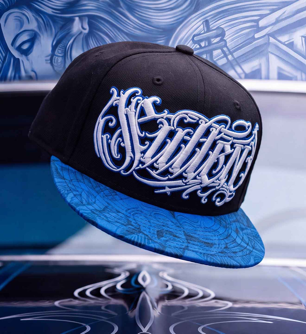 SULLEN CLOTHING SAD BOY BLACK & BLUE SNAPBACK CAP