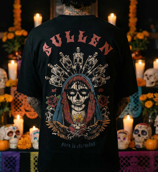 SULLEN CLOTHING SANTA MUERTE '1 TON' OVERSIZED HEAVYWEIGHT T-SHIRT (XL)