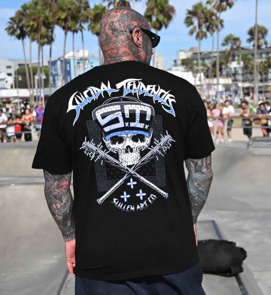 SULLEN CLOTHING X SUICIDAL TENDENCIES CYCO BADGE JET BLACK PREMIUM T-SHIRT