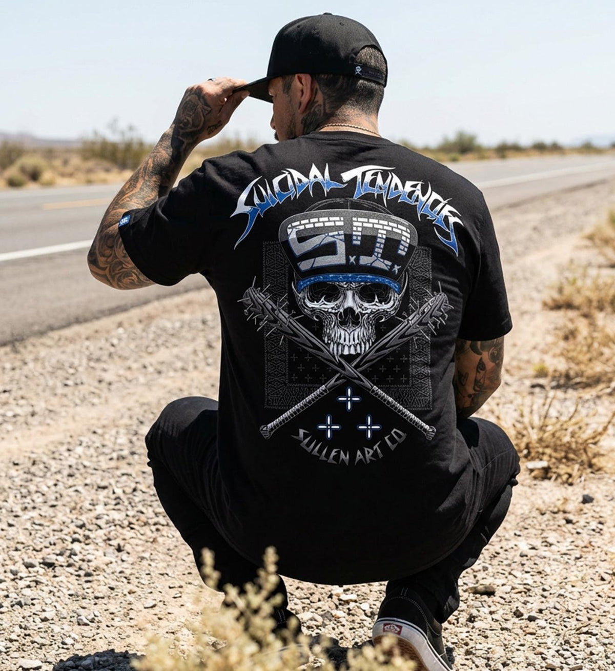 SULLEN CLOTHING X SUICIDAL TENDENCIES CYCO BADGE JET BLACK PREMIUM T-SHIRT