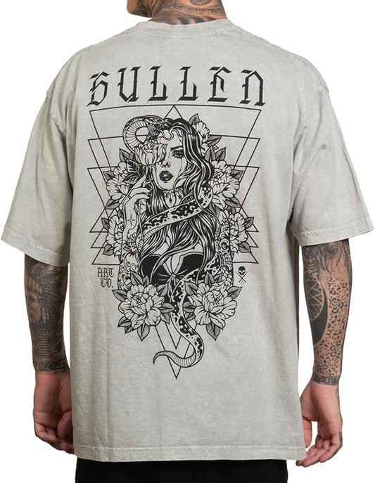 SULLEN CLOTHING SNAKE WRAP '1 TON' OVERSIZED HEAVYWEIGHT PREMIUM GREY ACID WASH T-SHIRT