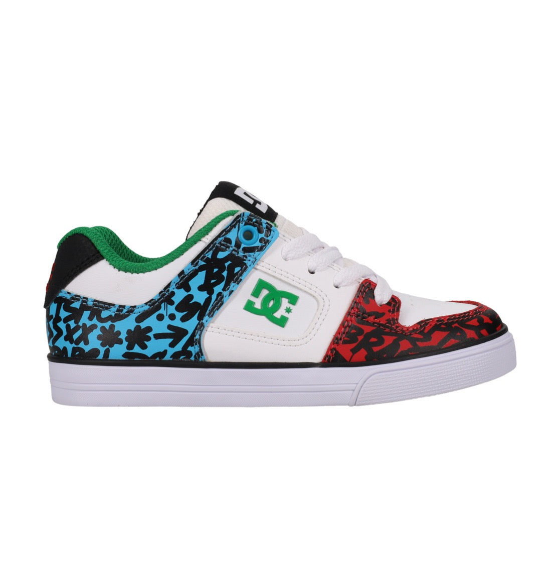 DC SHOES PURE WHITE BLUE RED YOUTH TRAINERS