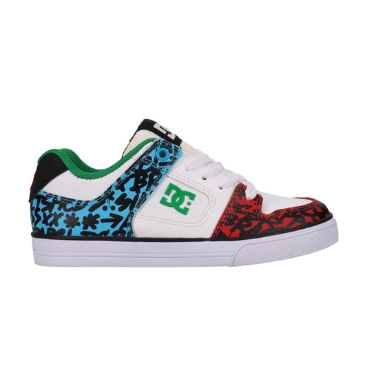 DC SHOES PURE WHITE BLUE RED YOUTH TRAINERS