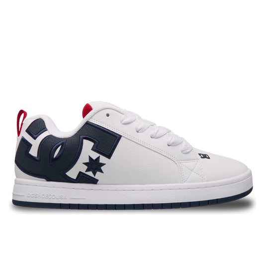 DC SHOES COURT GRAFFIK WHITE NAVY RED LEATHER TRAINERS