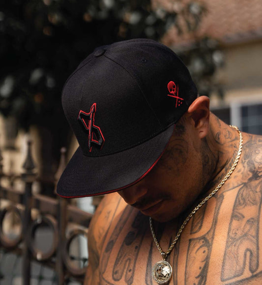 SULLEN CLOTHING STRIKE BLACK & RED SNAPBACK CAP HAT