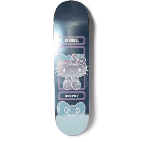 GIRL X HELLO KITTY 50TH ANNIVERSARY SKATEBOARD DECK ANDREW BROPHY BLUE 8.56"