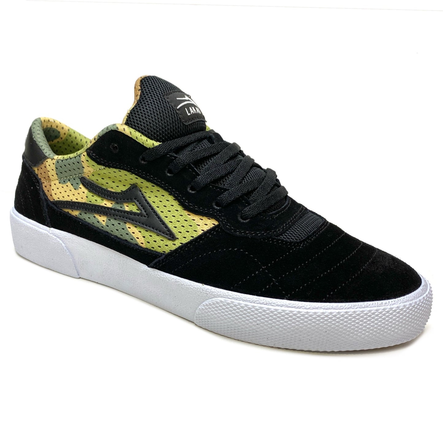 LAKAI CAMBRIDGE BLACK CAMO SUEDE TRAINERS