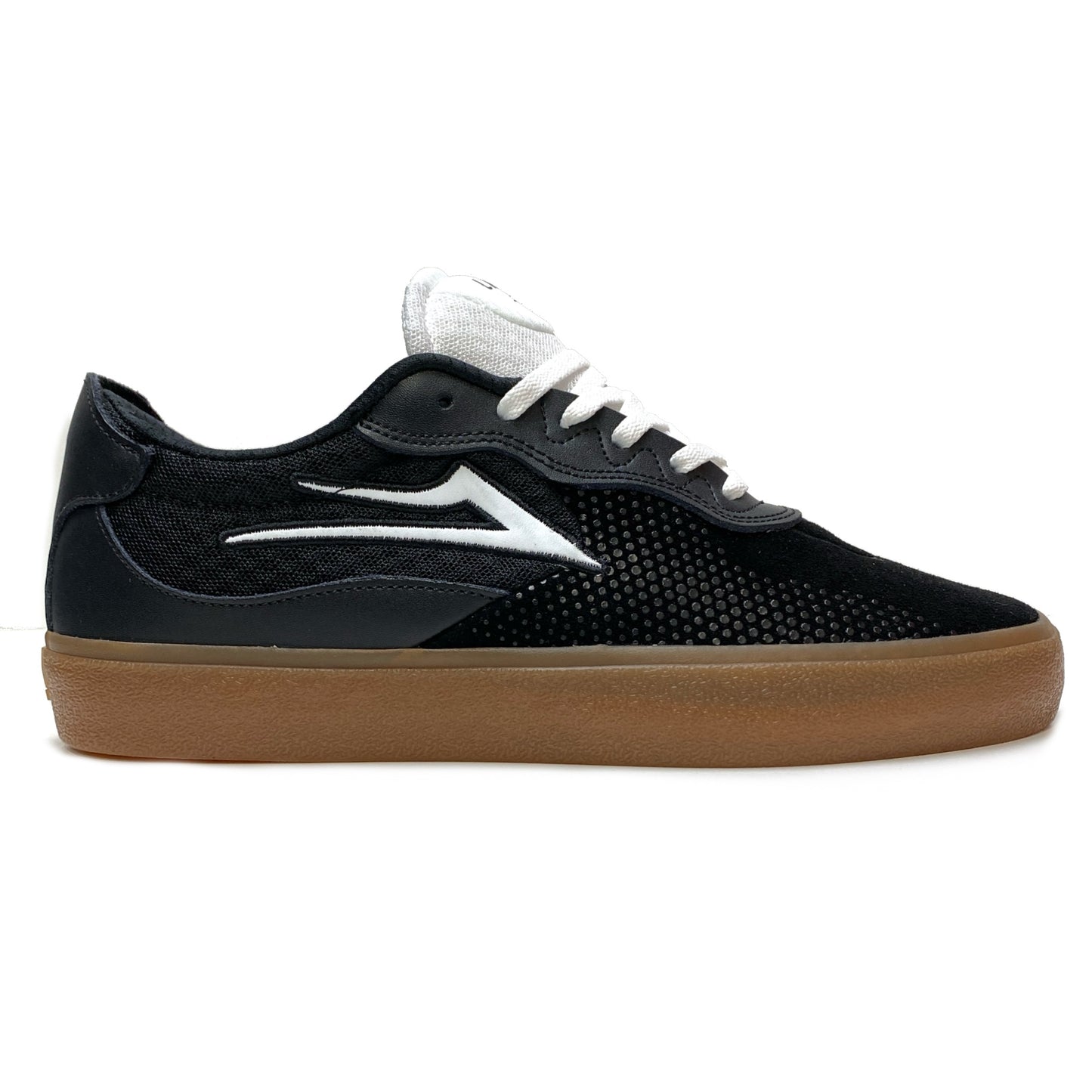 LAKAI ESSEX BLACK GUM SUEDE TRAINERS