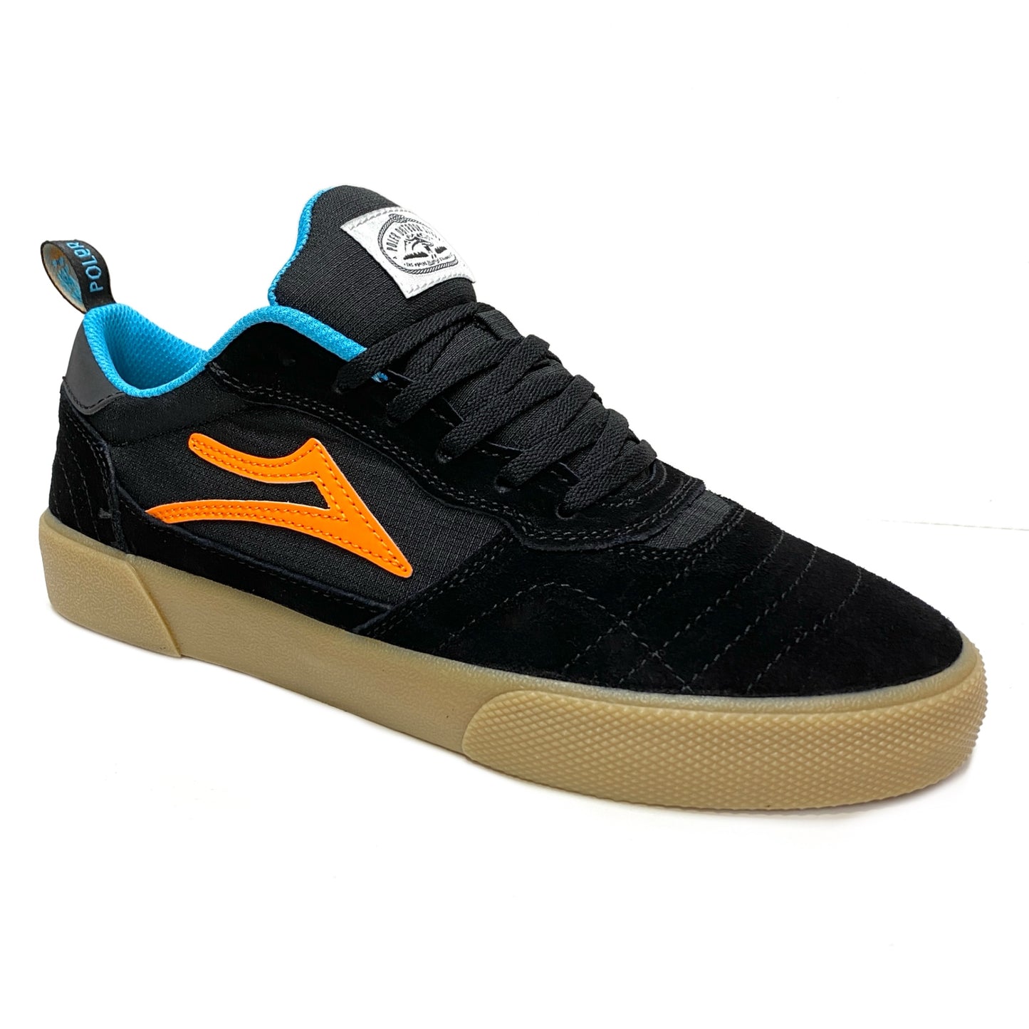 LAKAI X POLAR CAMBRIDGE BLACK MULTI SUEDE TRAINERS