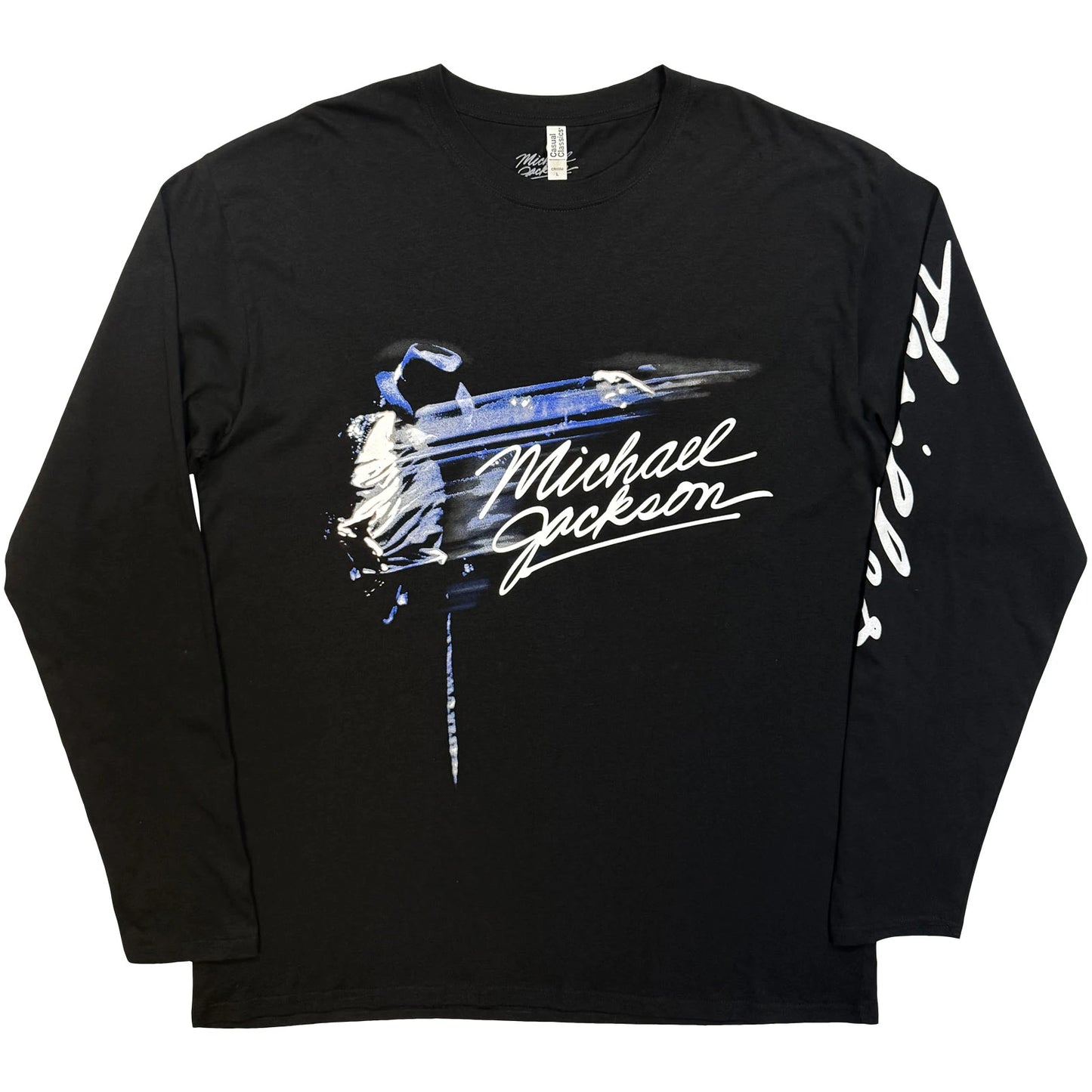 Michael Jackson Unisex Long Sleeve T-Shirt: Thriller / Hat Poses (Black) (Back Print)