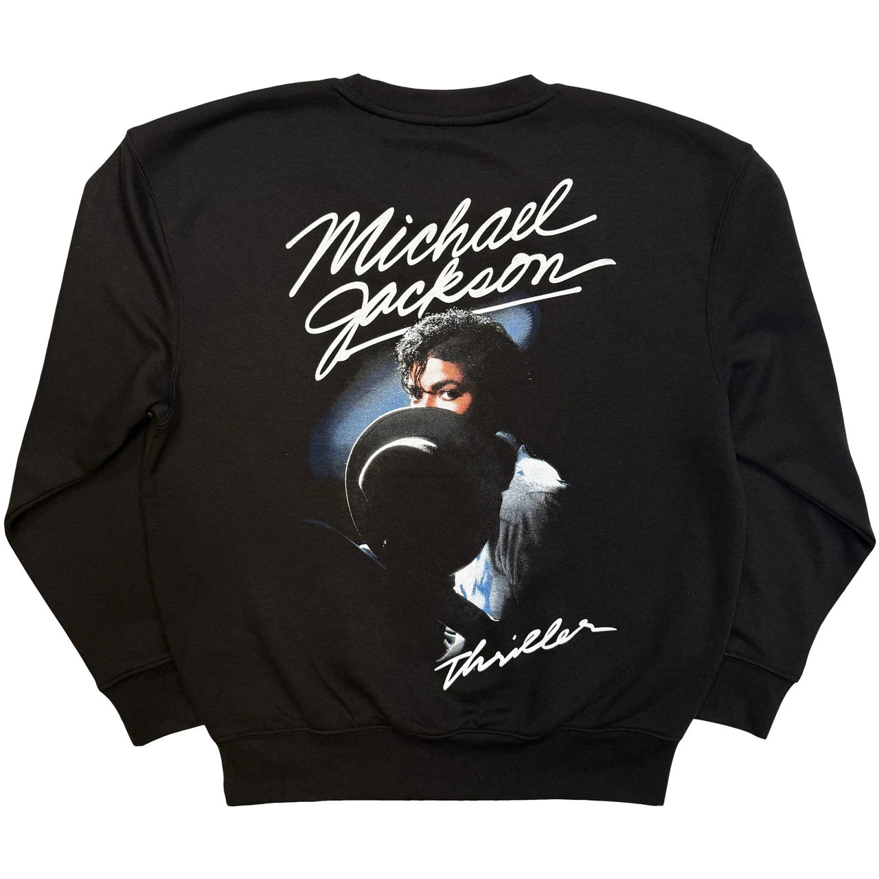 Michael Jackson Unisex Sweatshirt: Thriller / Hat Poses (Black) (Back Print)