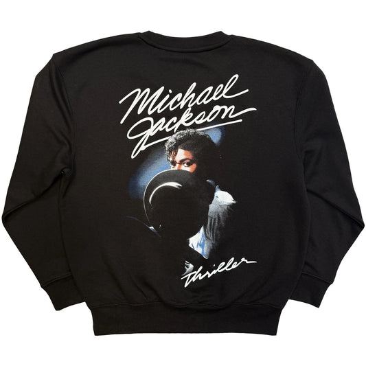 Michael Jackson Unisex Sweatshirt: Thriller / Hat Poses (Black) (Back Print)