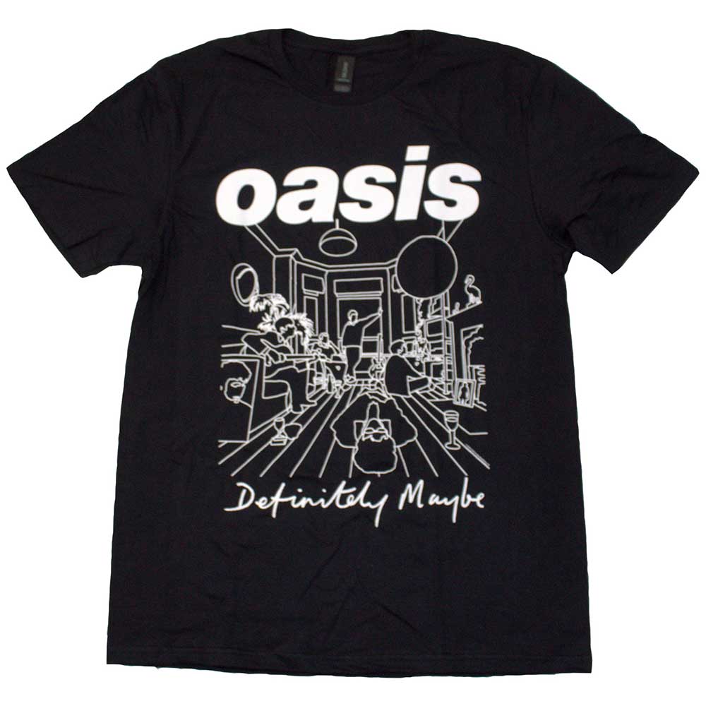 OASIS T-SHIRT DEFINITELY MAYBE LINE DRAWING BLACK