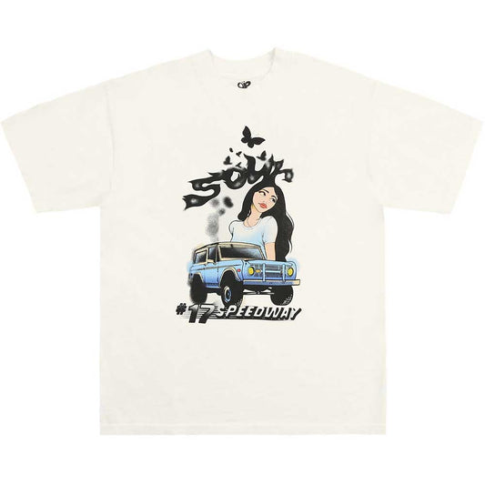 Olivia Rodrigo Unisex T-Shirt: Sour Airbrush (Natural) (Ex-Tour)