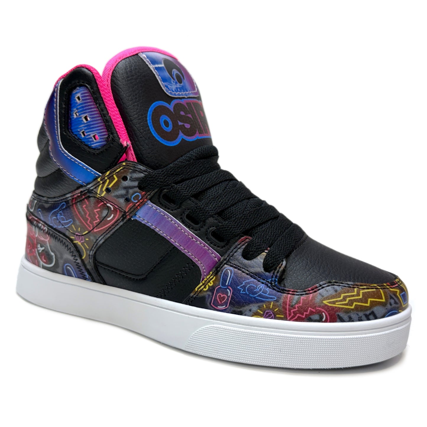 OSIRIS SHOES CLONE BLACK PINK NEON TRAINERS