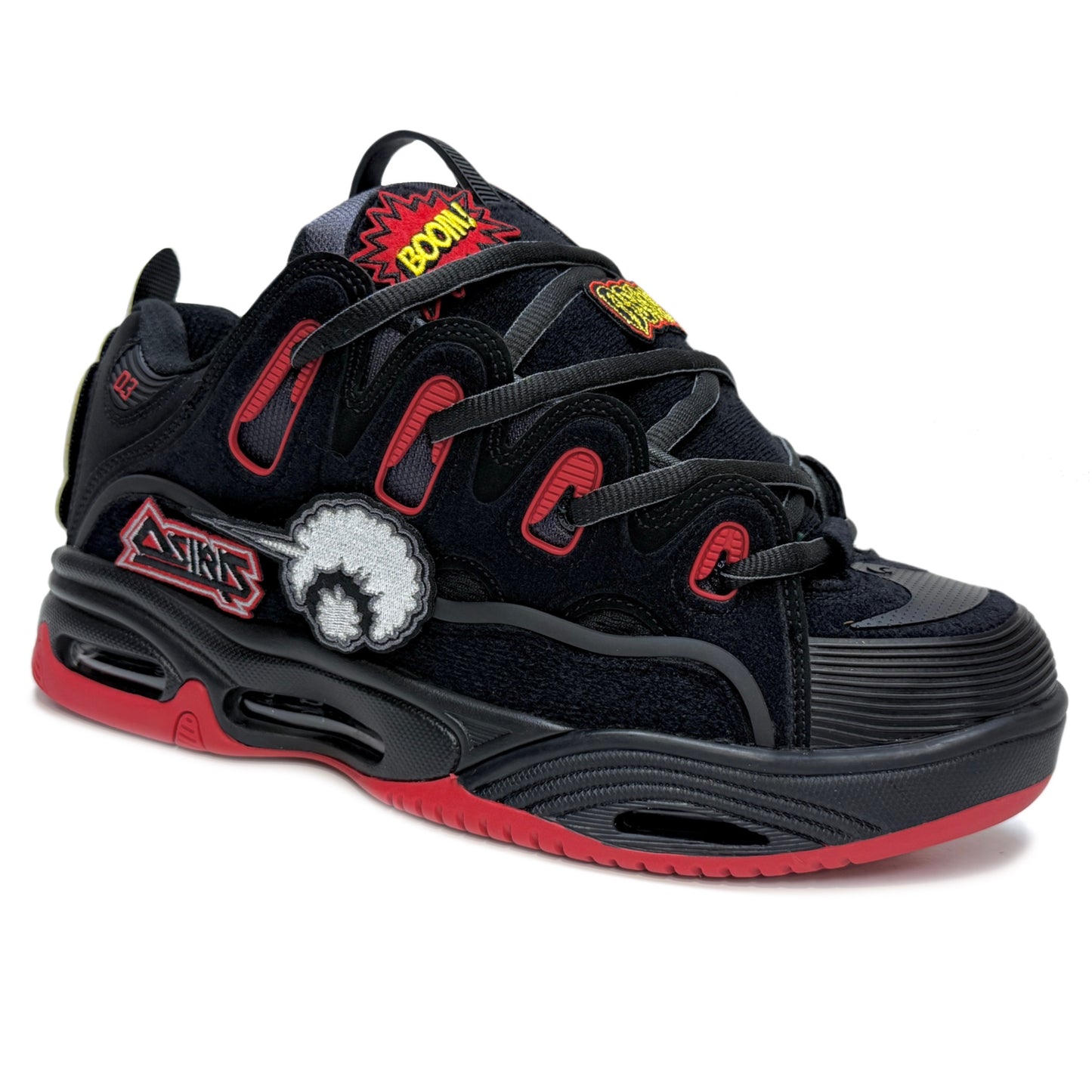 OSIRIS SHOES D3 2001 BLACK RED VELCRO TRAINERS