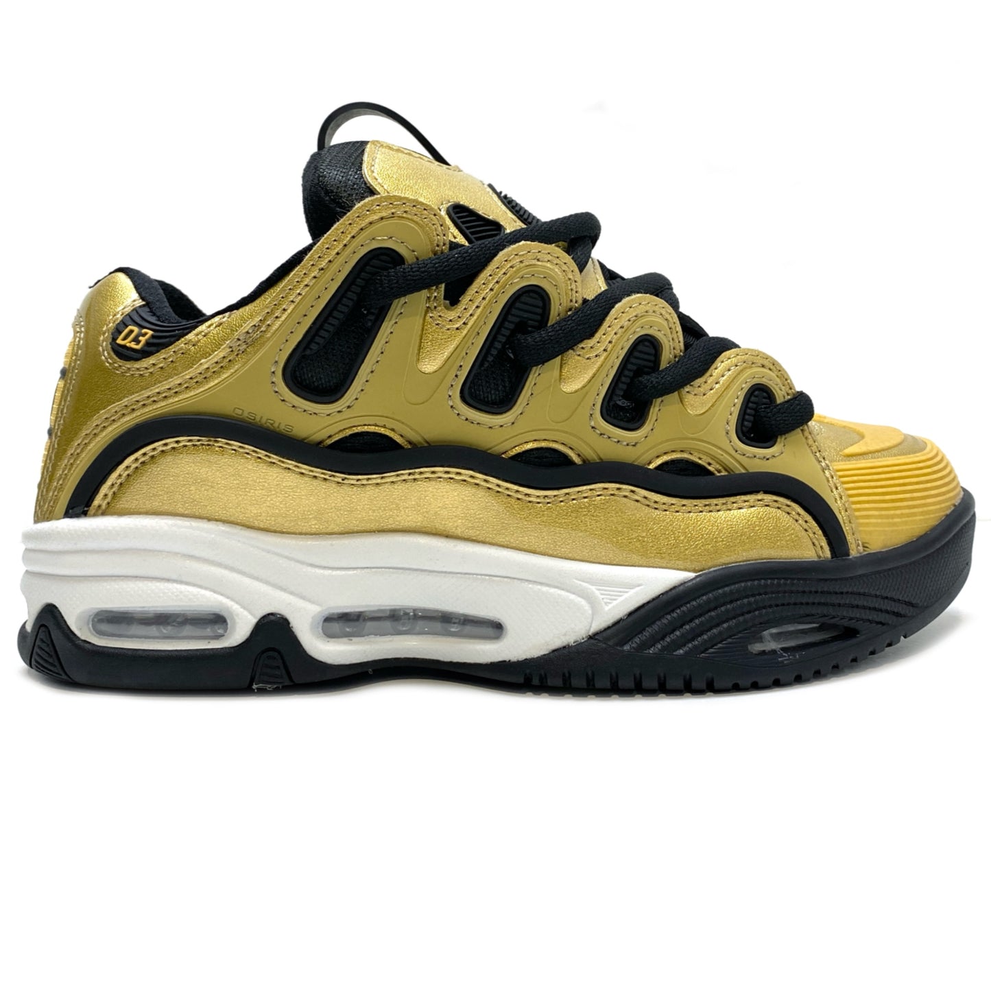 OSIRIS SHOES D3 2001 GOLD BLACK WHITE TRAINERS (UK 8)
