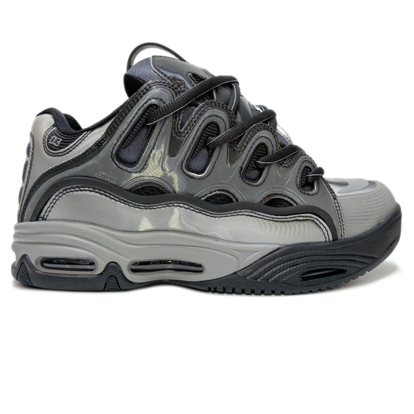OSIRIS SHOES D3 2001 SILVER BLACK HOLO TRAINERS