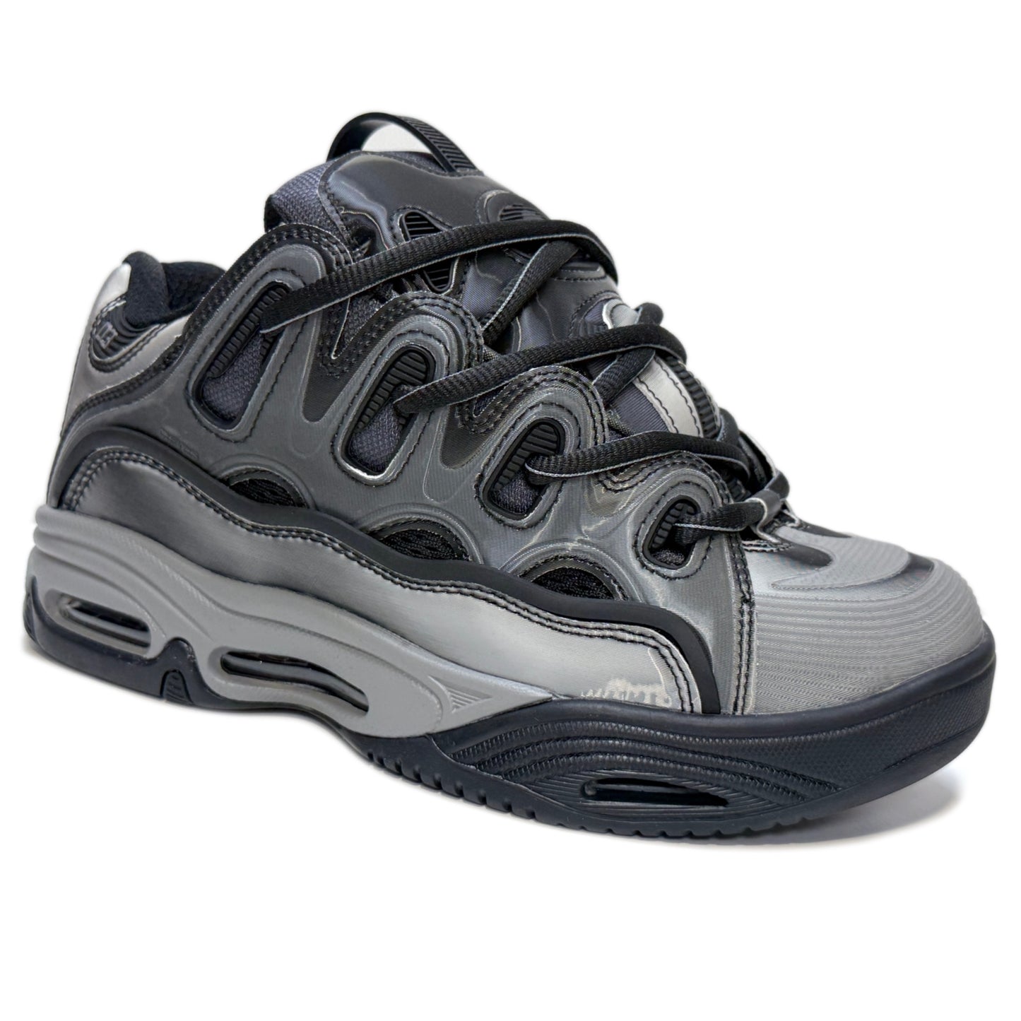 OSIRIS SHOES D3 2001 SILVER BLACK HOLO TRAINERS