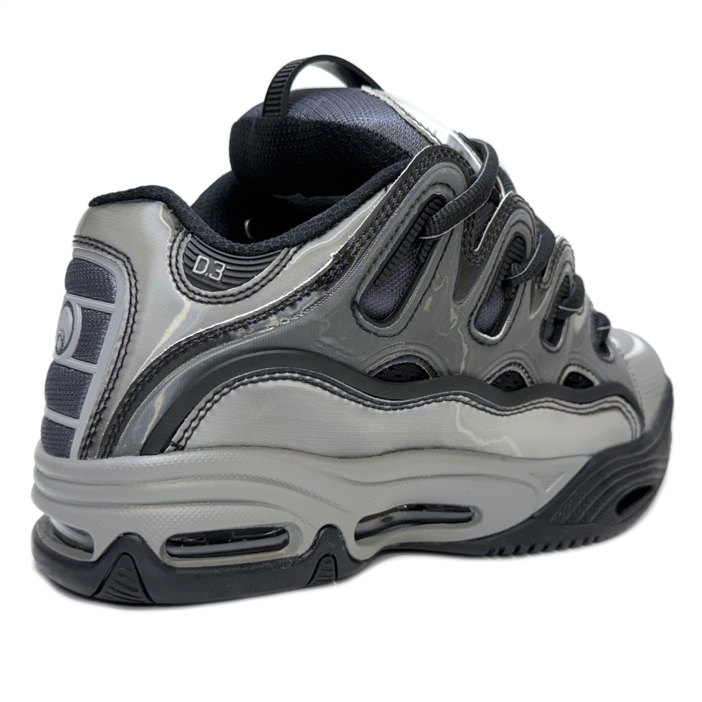 OSIRIS SHOES D3 2001 SILVER BLACK HOLO TRAINERS