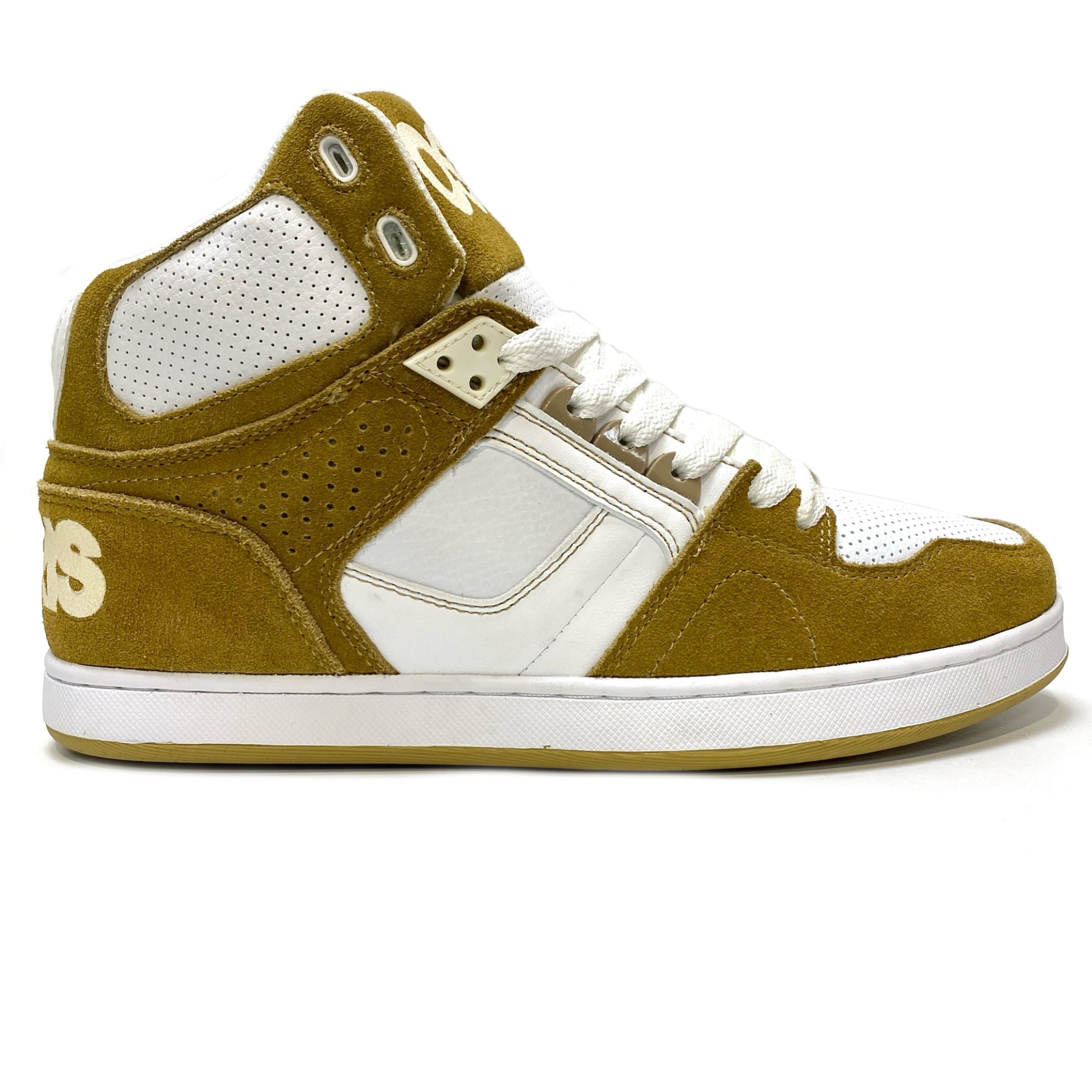 OSIRIS SHOES NYC 83 CLK LIGHT BROWN WHITE HIGH TOP TRAINERS