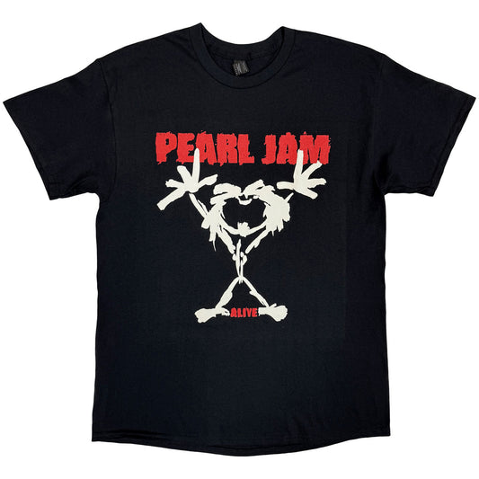 Pearl Jam Unisex T-Shirt: Stickman (Black) (Back Print) Alive