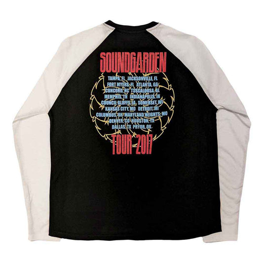 Soundgarden Unisex Raglan T-Shirt: Tour 2017 (Black & White) (Back Print)