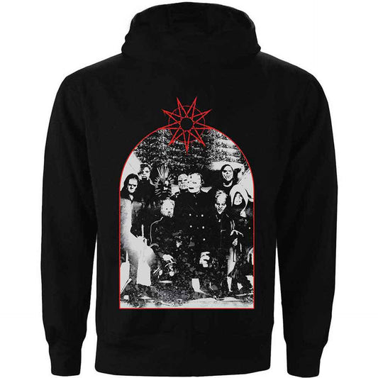 Slipknot Unisex Pullover Hoodie: Arched Group Photo (Black) (Back Print)