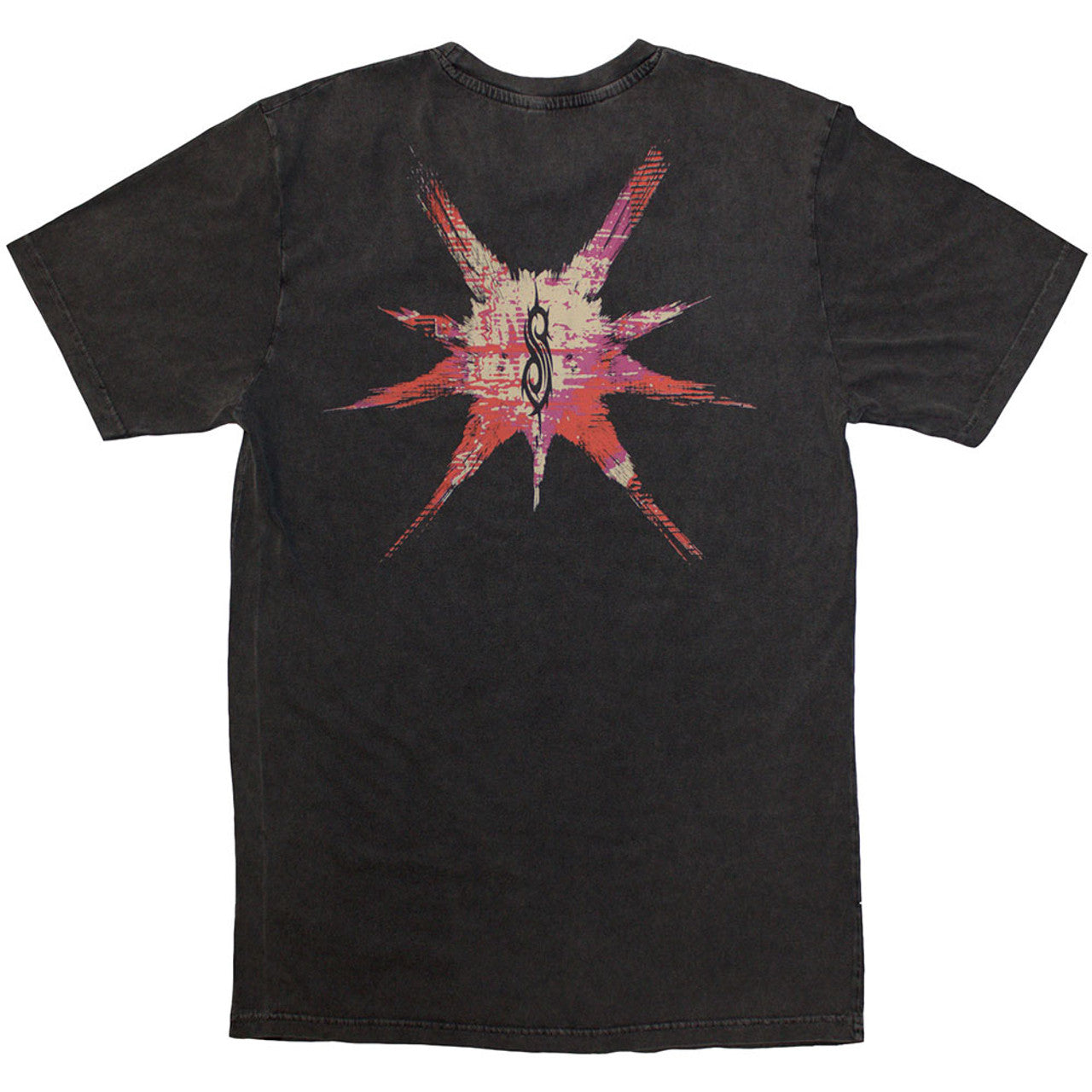 Slipknot Unisex Stone Wash T-Shirt: The End, So Far Barcode (Charcoal Grey) (Back Print)