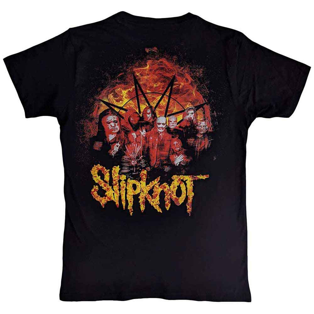 Slipknot Unisex T-Shirt: The End, So Far Flame Logo (Black) (Back Print)